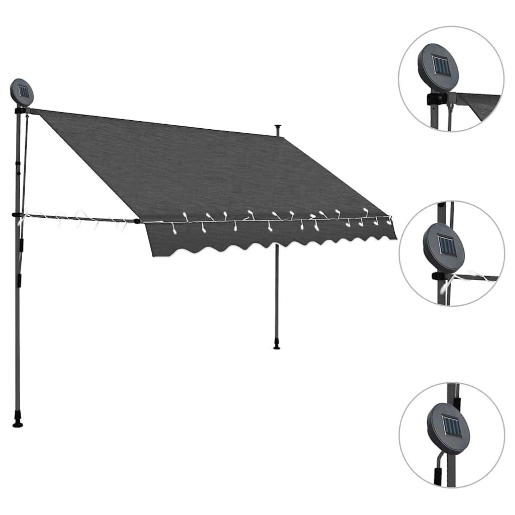 ComfortXL - Auvent de Balcon LED Solaire sans Perçage Manuel Rétractable pour Extérieur Anthracite 300x120 cm – ComfortXL Outdoor Living - Image 3