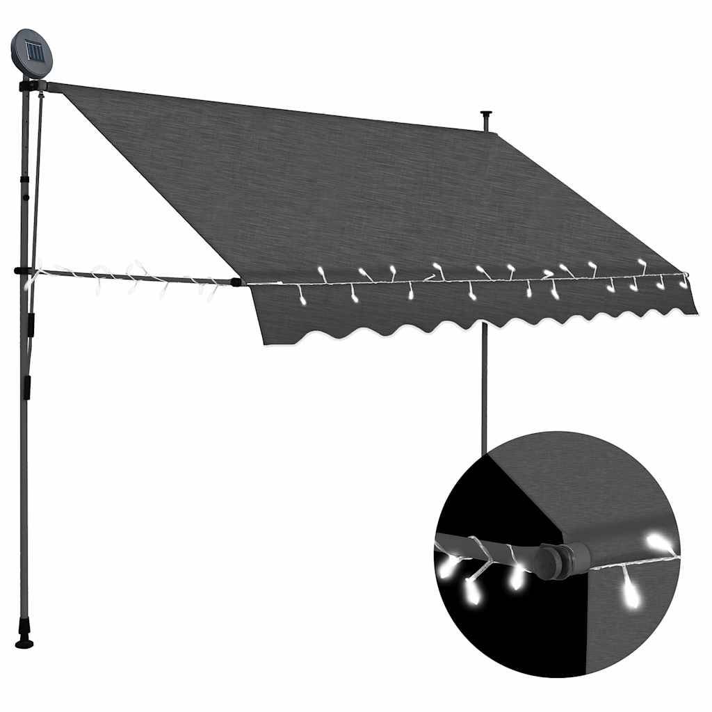 ComfortXL - Auvent de Balcon LED Solaire sans Perçage Manuel Rétractable pour Extérieur Anthracite 300x120 cm – ComfortXL Outdoor Living - Image 1