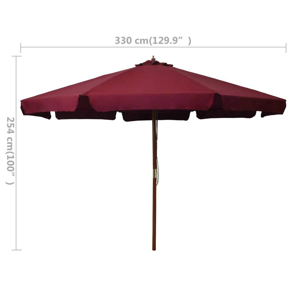 Helloshop26 - Parasol avec mât en bois 330 cm bordeaux - Imagen 5