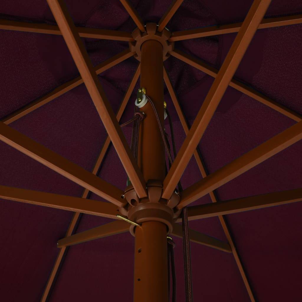 Helloshop26 - Parasol avec mât en bois 330 cm bordeaux - Imagen 4