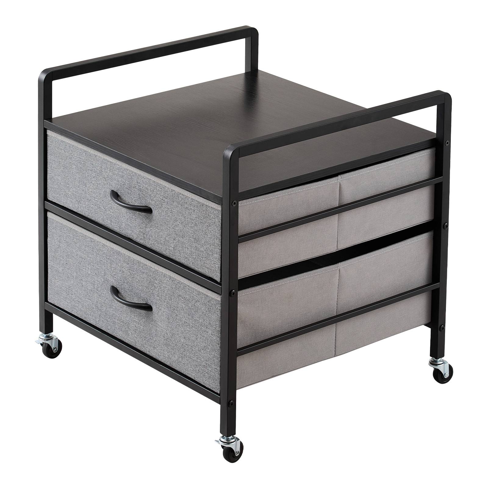 VEVOR Support mini-réfrigérateur, 2 tiroirs, 4 roulettes, gris. - Image 9