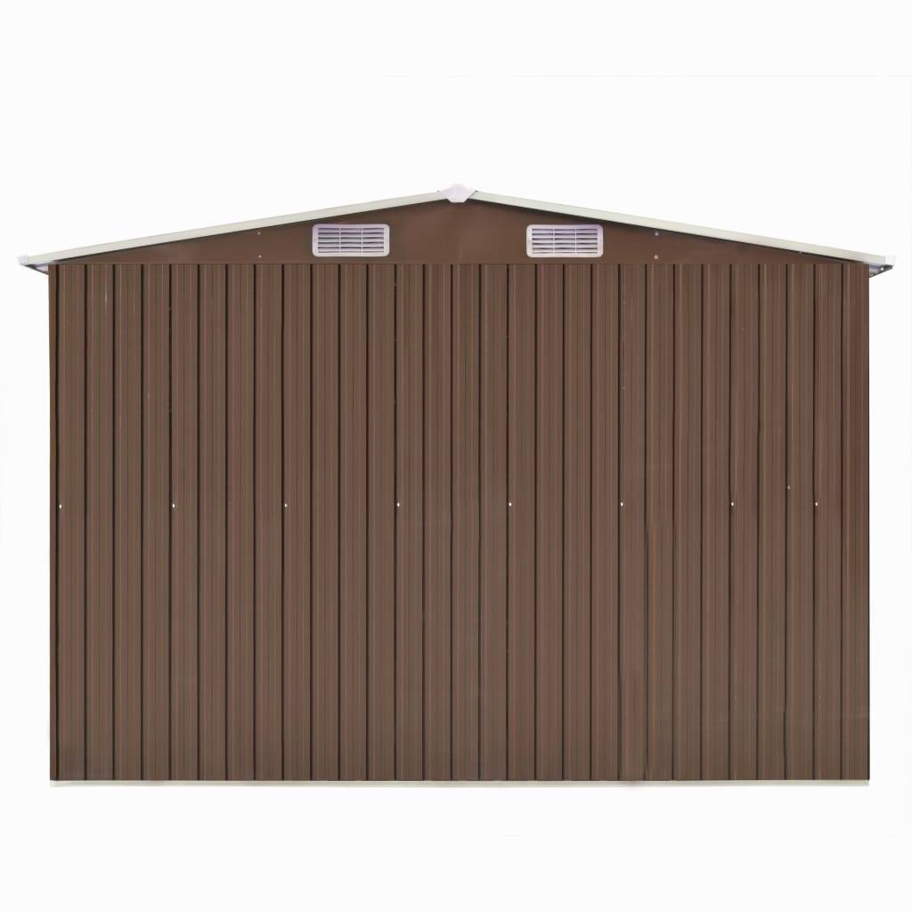 Helloshop26 - Abri de jardin cabane cabanon maison de stockage remise extérieur hangar outils robuste 257 x 298 x 178 cm métal marron - Imagen 3