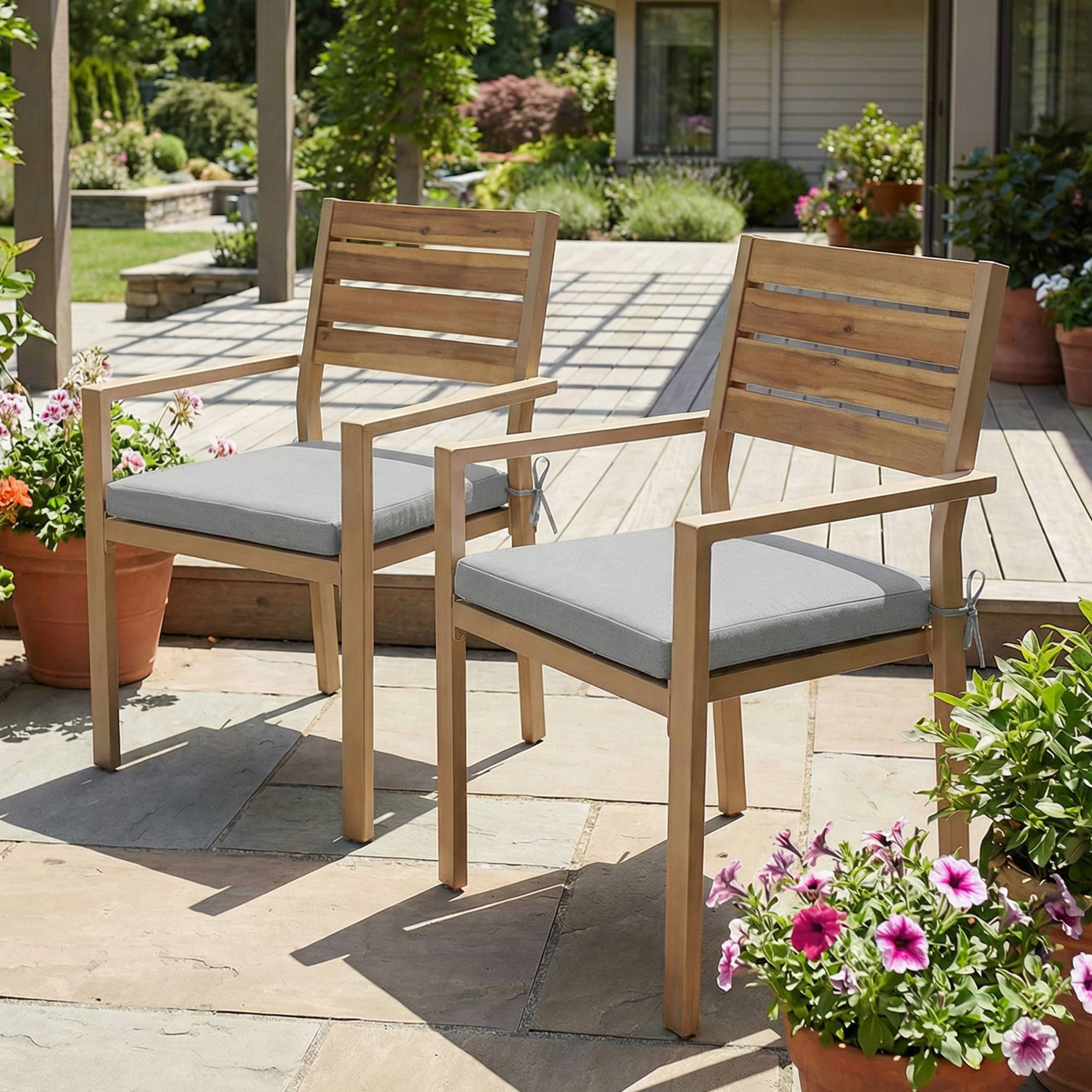 Outsunny - Lot de 2 coussins de chaise de jardin imperméables pour mobilier extérieur - antidérapants - lavables - 50x50 cm - gris - Outsunny - Image 2