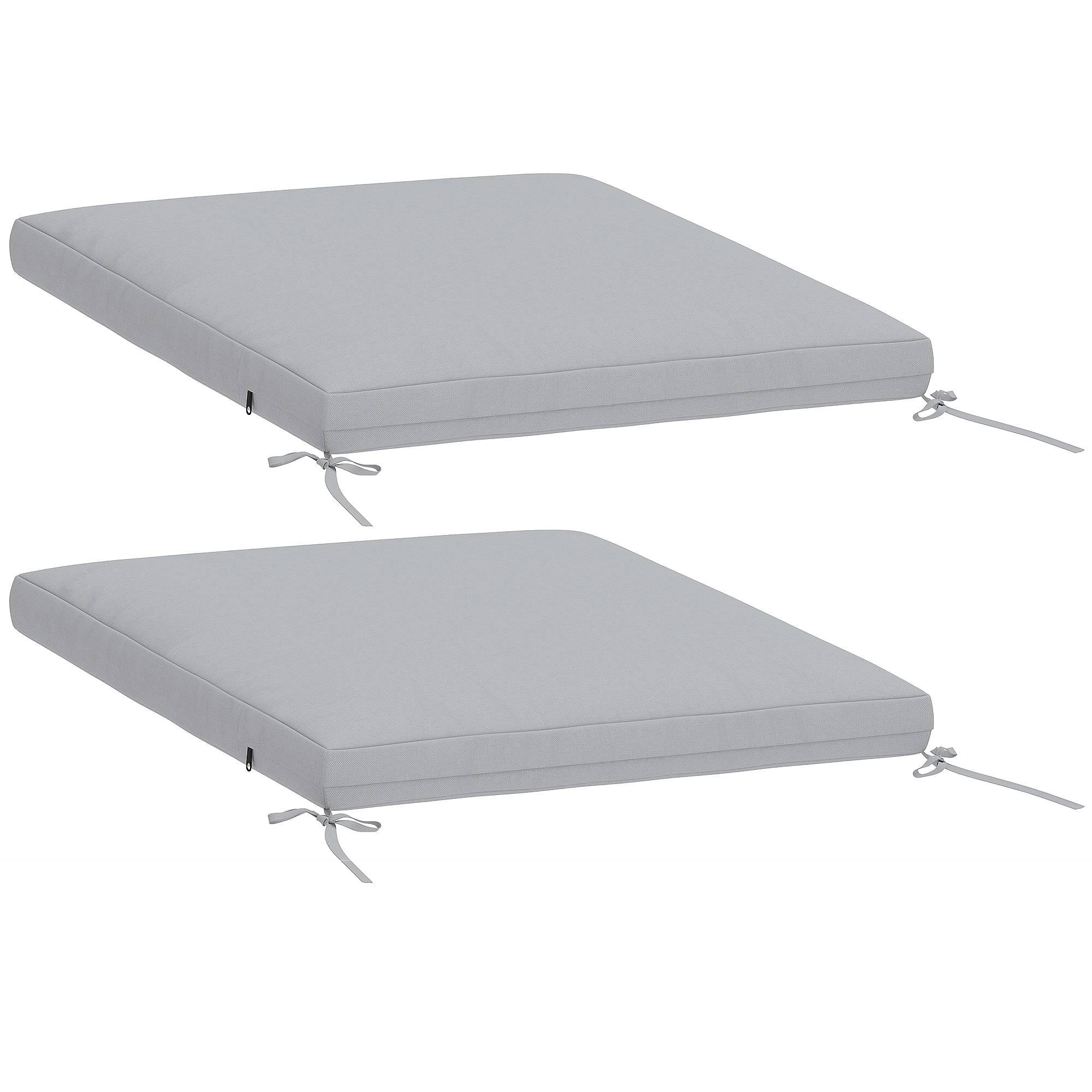 Outsunny - Lot de 2 coussins de chaise de jardin imperméables pour mobilier extérieur - antidérapants - lavables - 50x50 cm - gris - Outsunny - Image 1