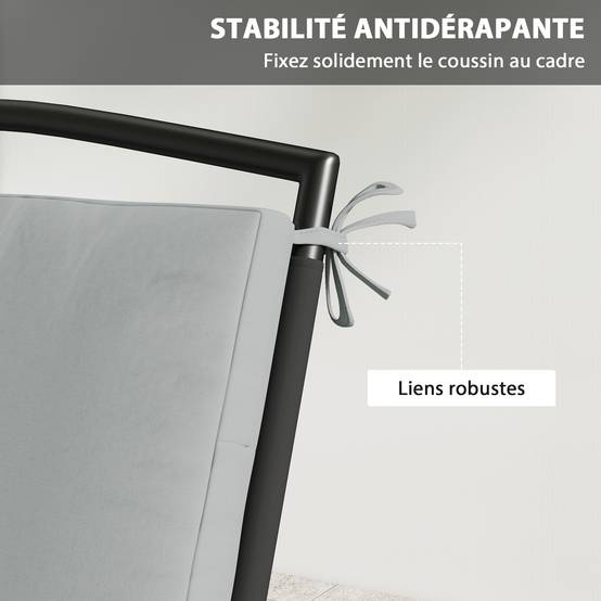 Outsunny - Lot de 2 coussins de chaise de jardin imperméables pour mobilier extérieur - antidérapants - lavables - 50x50 cm - gris - Outsunny - Image 7