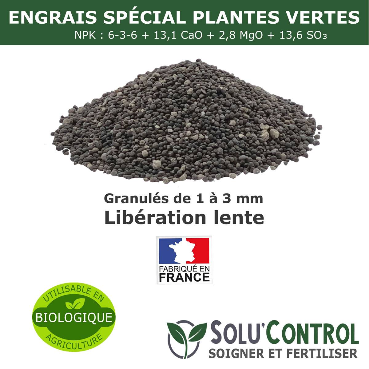 Tout pour les nuisibles - SOLU’CONTROL - 3 kg d'Engrais Spécial Plantes Vertes 6-3-6 - Croissance, Feuillage Dense & Vitalité - Formulation Organo-Minerale - Image 4