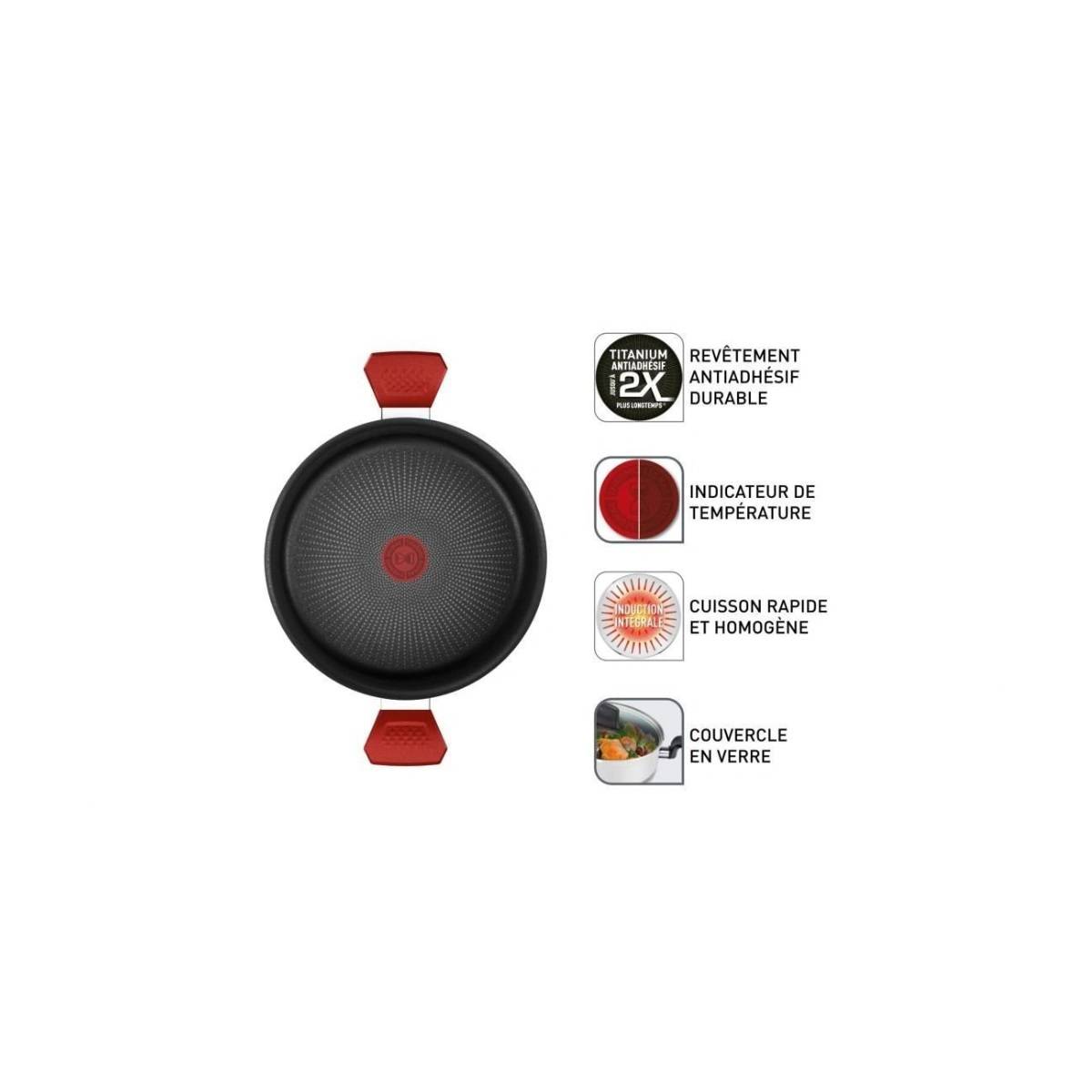 Faitout rouge aluminium 24cm avec couvercle C2894602 Tefal - Imagen 3