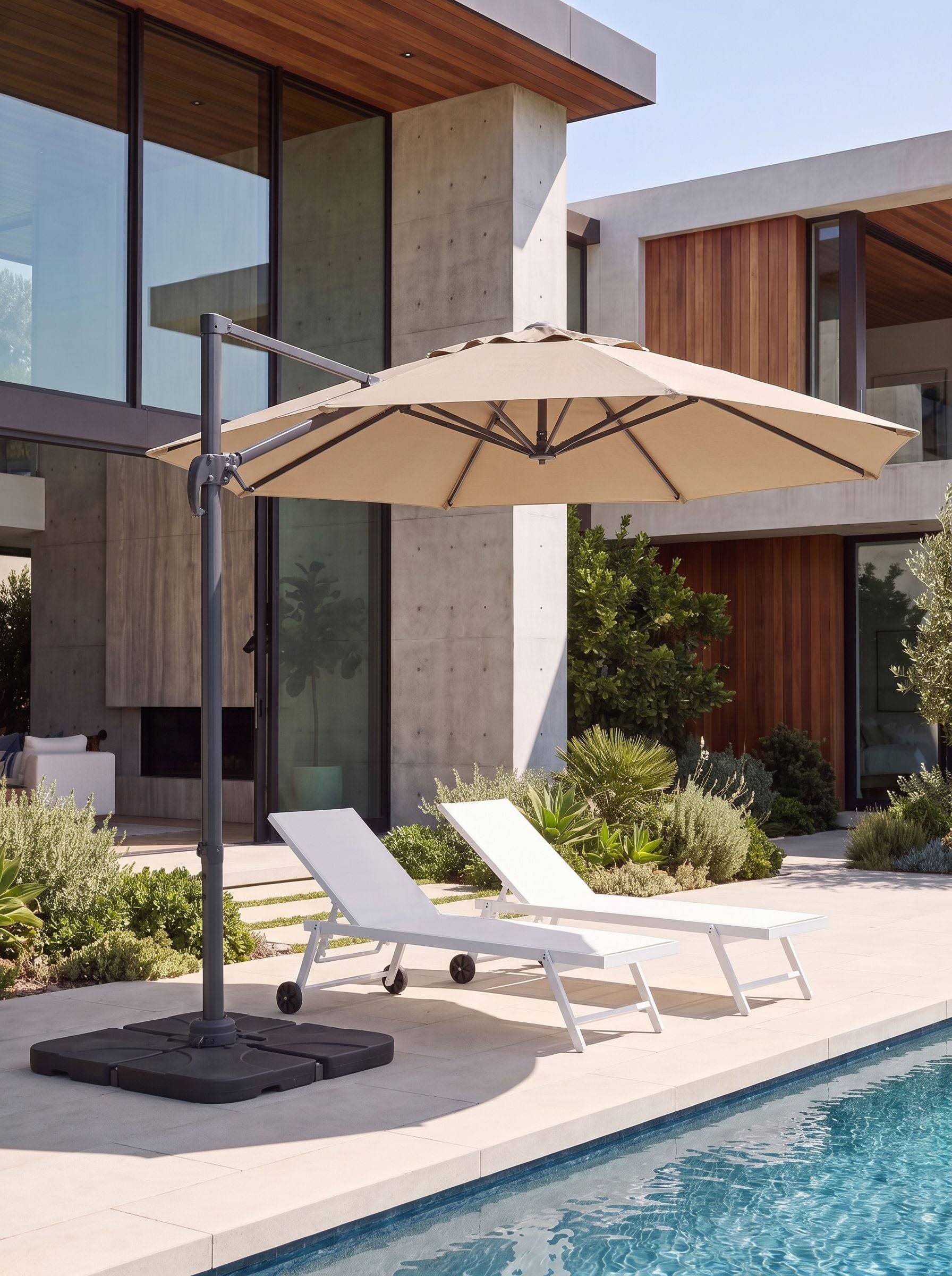 Beliani - Parasol déporté Tissu Beige SAVONA - Beliani - Imagen 1