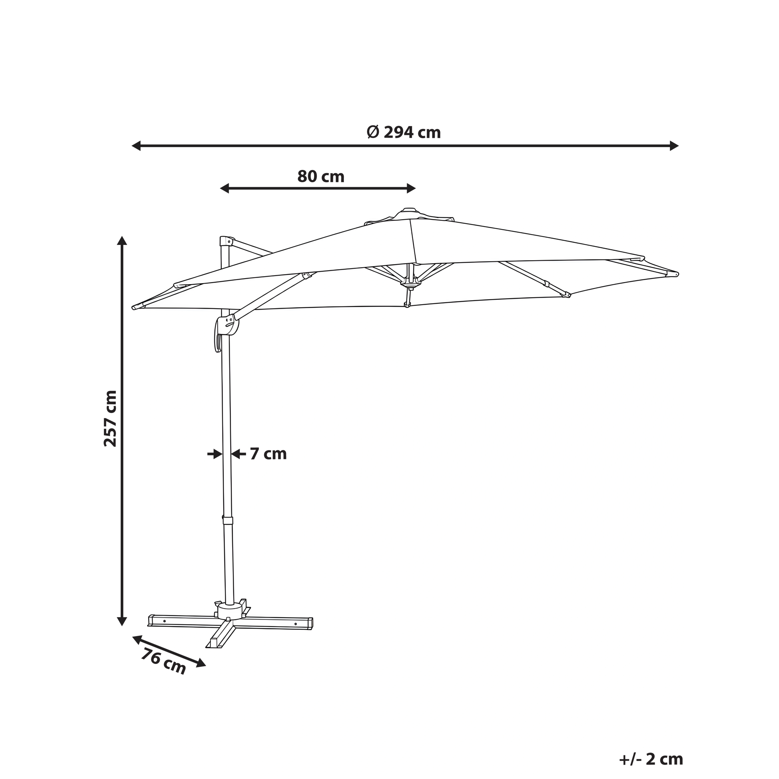 Beliani - Parasol déporté Tissu Beige SAVONA - Beliani - Imagen 3