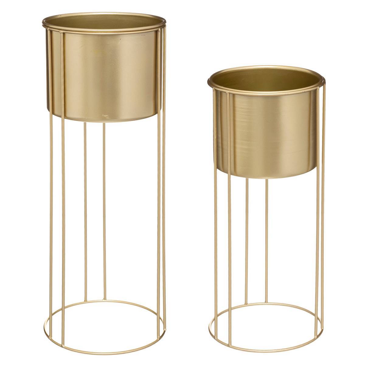 Atmosphera - Set de 2 pots "Artif" métal doré - Atmosphera Créateur d'intérieur - Imagen 1