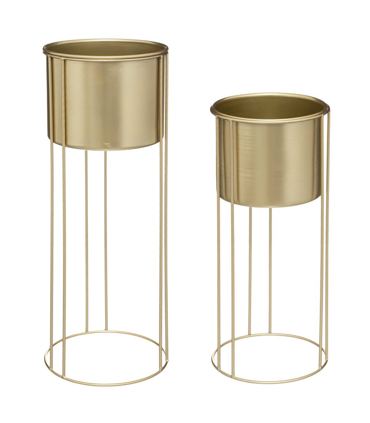Lot de 2 Pots en métal doré sur pieds - Image 1