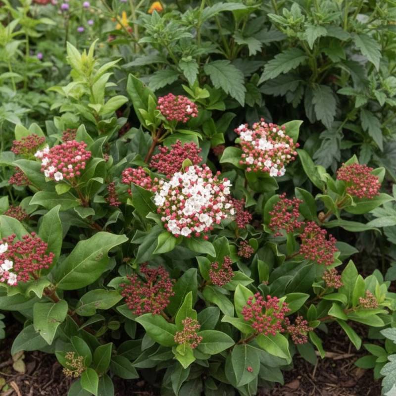 Viorne, Laurier Tin Gwenllian, Viburnum à fleurs Blanche - feuillage Persistant - Pot de 3L - 40/60 cm-  hauteur à maturité De 1,50 m à 2,00 m - Image 4