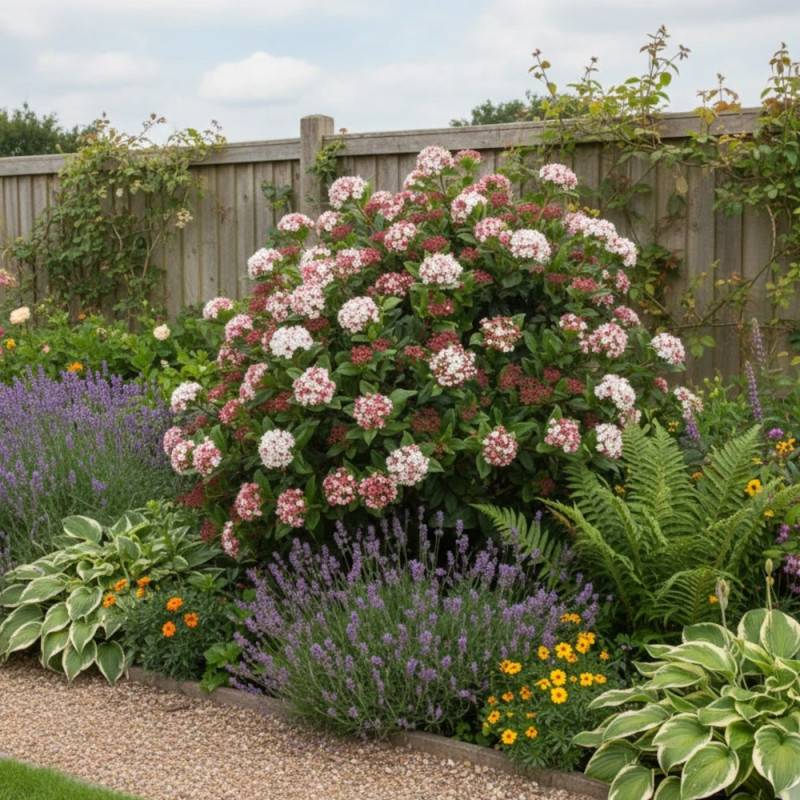 Viorne, Laurier Tin Gwenllian, Viburnum à fleurs Blanche - feuillage Persistant - Pot de 3L - 40/60 cm-  hauteur à maturité De 1,50 m à 2,00 m - Image 5