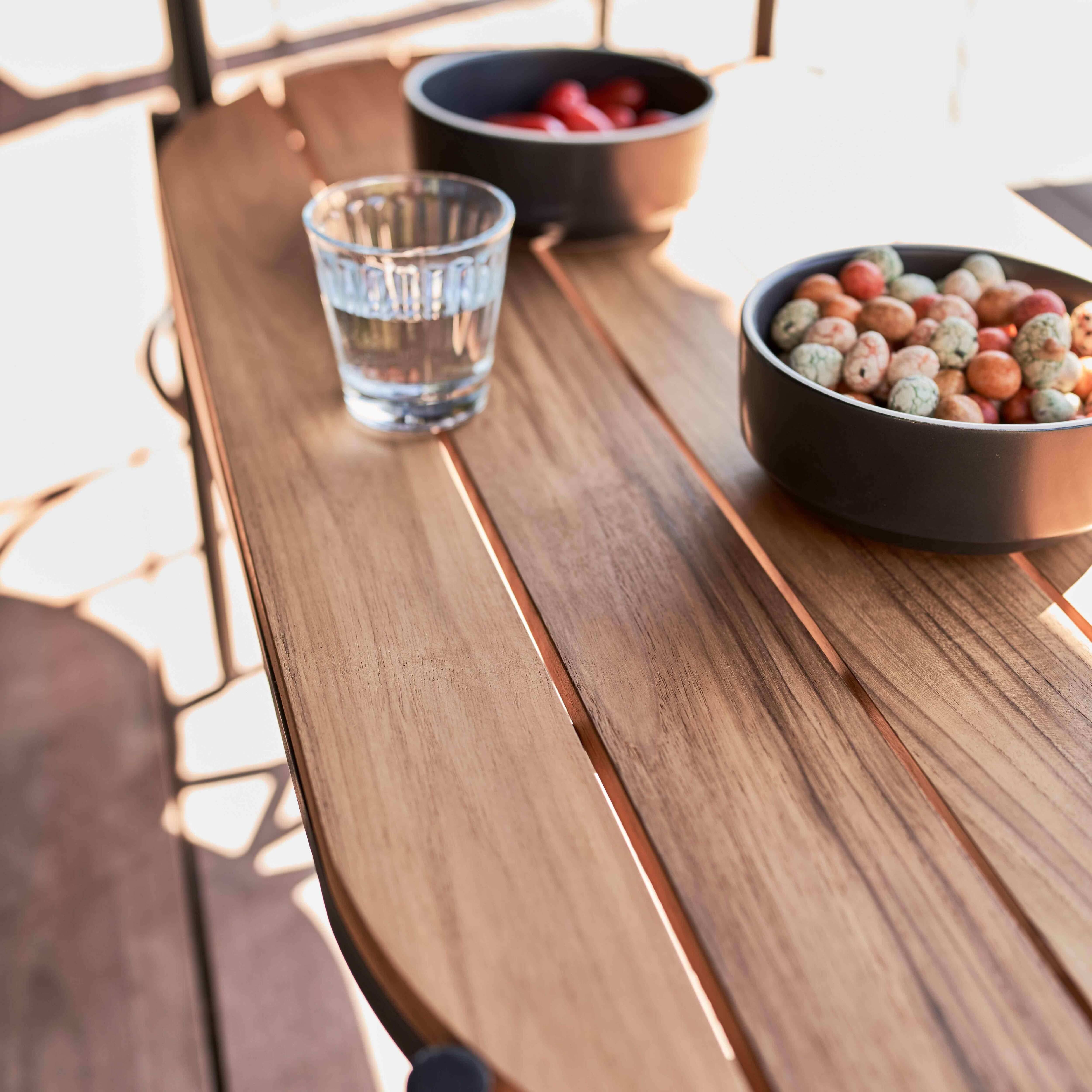 Oviala - Salon de jardin 4 places en résine tressée et table gris Murcia - Oviala - Imagen 6