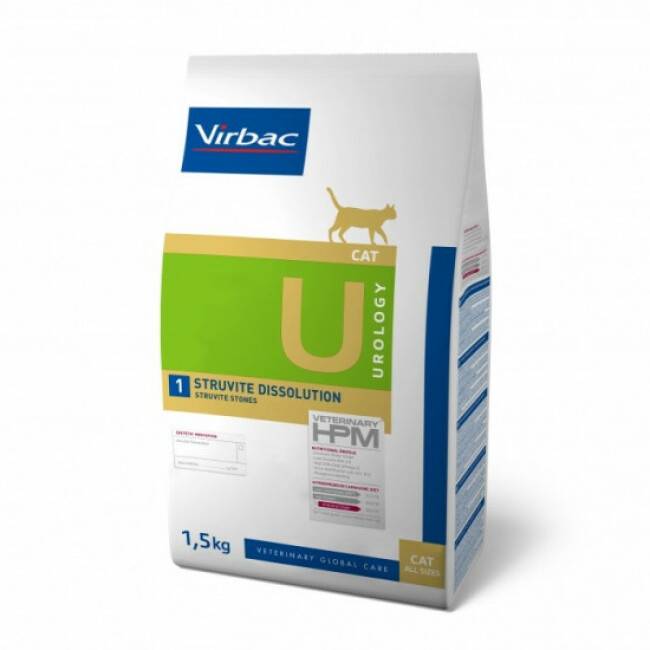 Croquettes Virbac HPM Urology Struvite Dissolution pour chat Sac 1,5 kg (DLUO courte) - Imagen 1