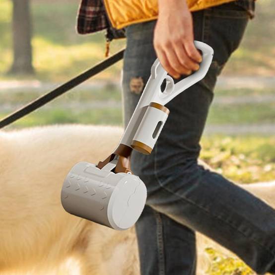 Ramasse-crottes pour chien - Pelle robuste avec distributeur de sacs intégré - Poignée ergonomique -Khaki- Living123 - Image 6