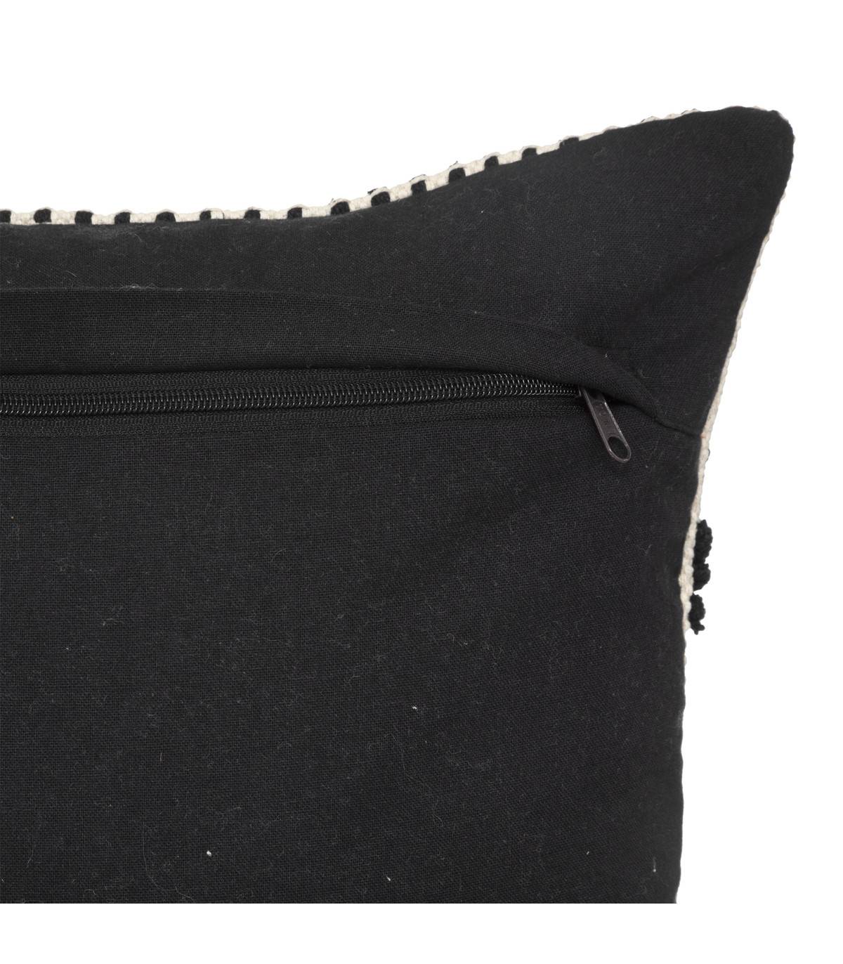 Coussin déhoussable en Coton Noir et Blanc  motif en relief 38 x 58 cm - Imagen 3
