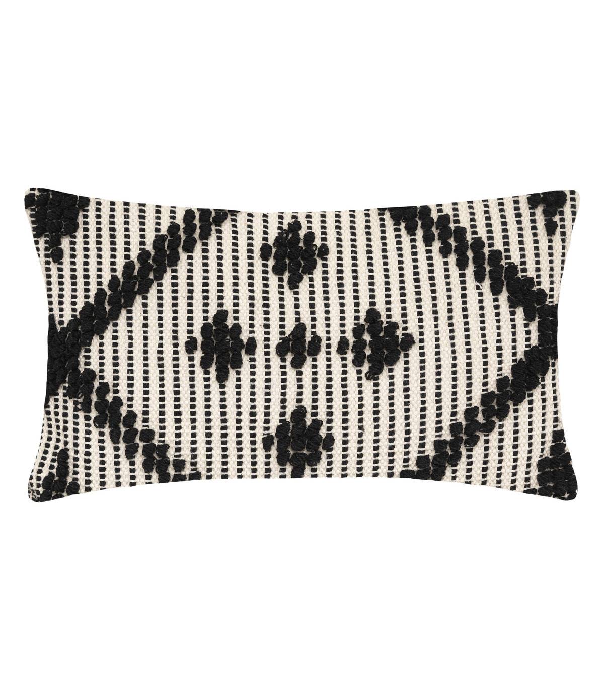 Coussin déhoussable en Coton Noir et Blanc  motif en relief 38 x 58 cm - Imagen 1