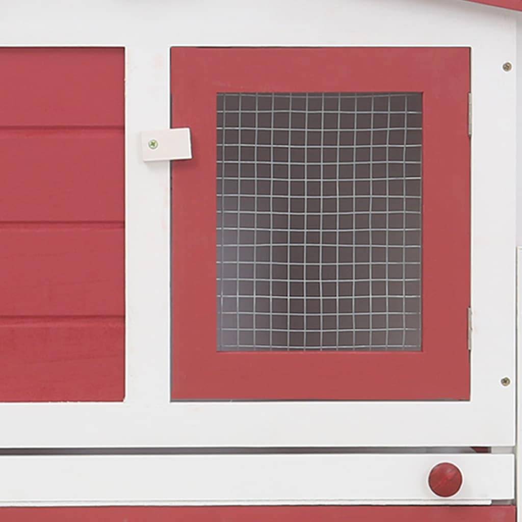 Vidaxl - Clapier large d'extérieur Rouge et blanc 201x45x85 cm Bois vidaXL 170845 - Imagen 4