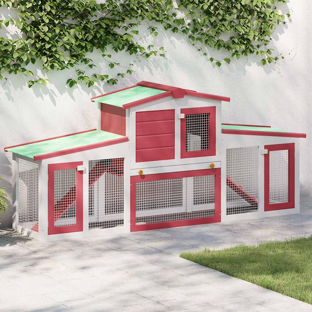 Vidaxl - Clapier large d'extérieur Rouge et blanc 201x45x85 cm Bois vidaXL 170845 - Imagen 1