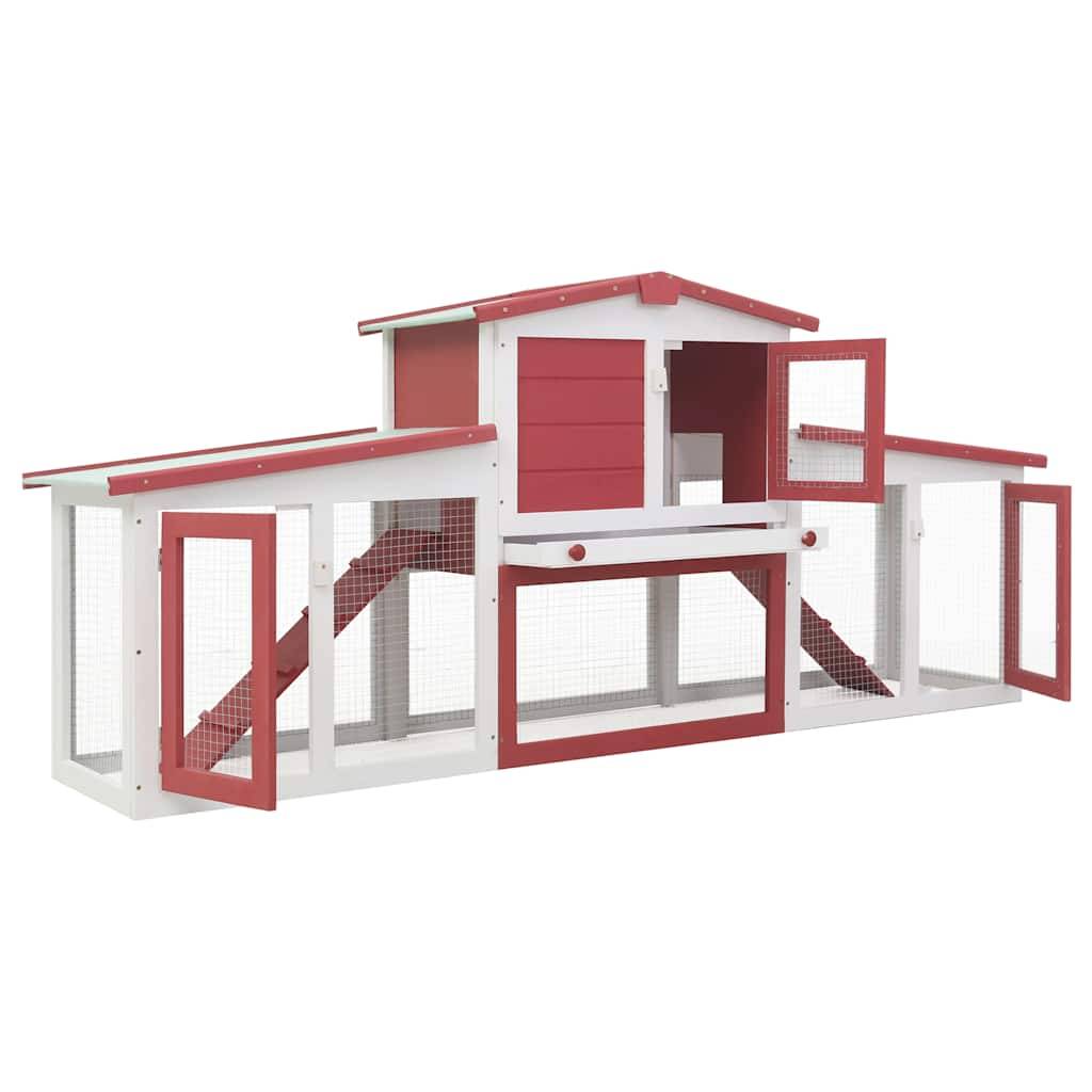 Vidaxl - Clapier large d'extérieur Rouge et blanc 201x45x85 cm Bois vidaXL 170845 - Imagen 6