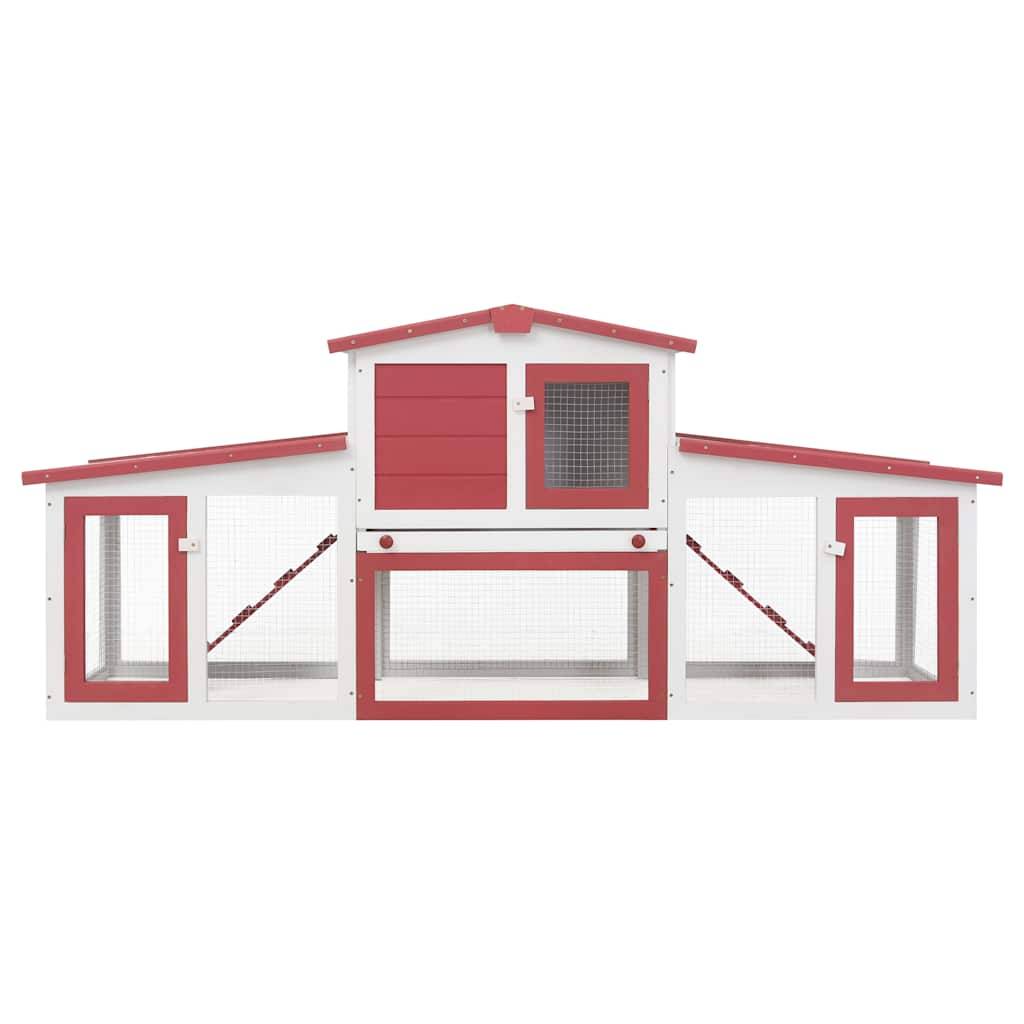 Vidaxl - Clapier large d'extérieur Rouge et blanc 201x45x85 cm Bois vidaXL 170845 - Imagen 7