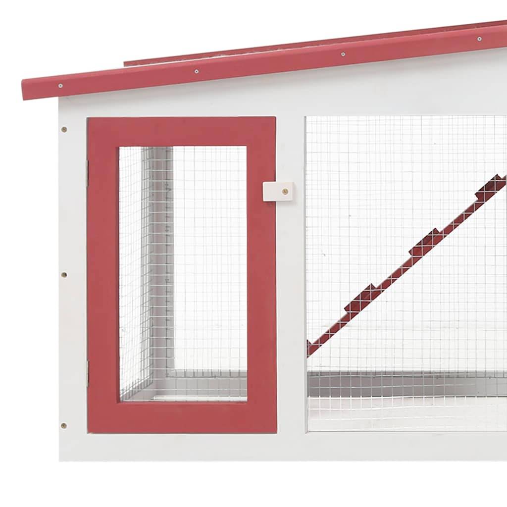 Vidaxl - Clapier large d'extérieur Rouge et blanc 201x45x85 cm Bois vidaXL 170845 - Imagen 3