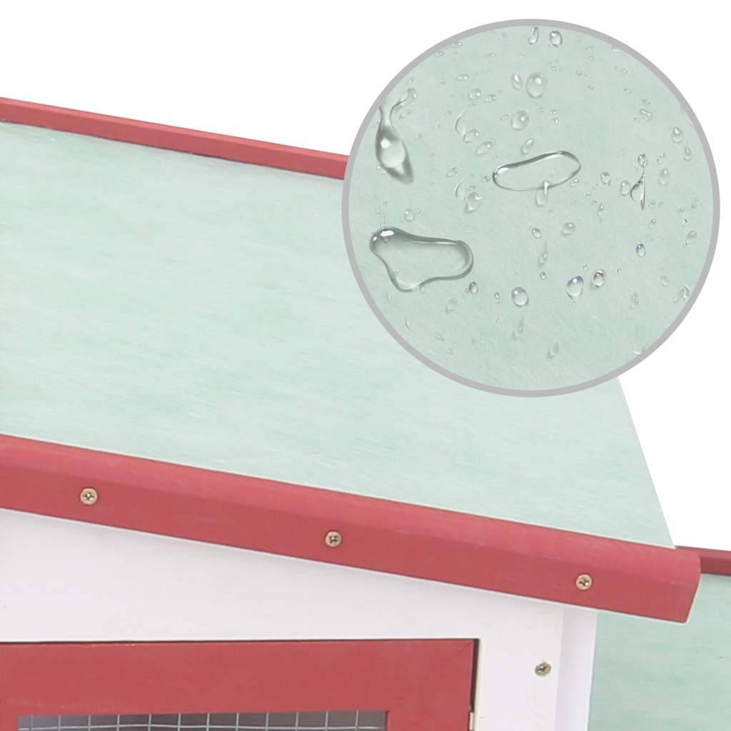 Vidaxl - Clapier large d'extérieur Rouge et blanc 201x45x85 cm Bois vidaXL 170845 - Imagen 5