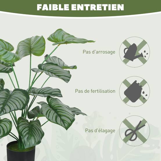 Lot de 2 plantes artificielles intérieures 65 cm, arbre artificiel avec pot en plastique et flocage - Image 8