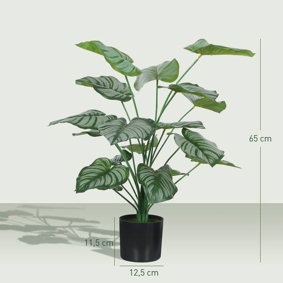 Lot de 2 plantes artificielles intérieures 65 cm, arbre artificiel avec pot en plastique et flocage - Image 5