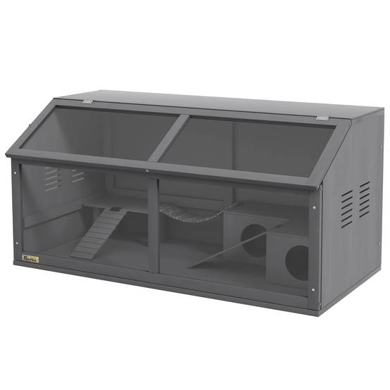 Cage pour rongeurs bois de sapin gris 100 x 52 x 50 cm - PANGIVO - Image 2