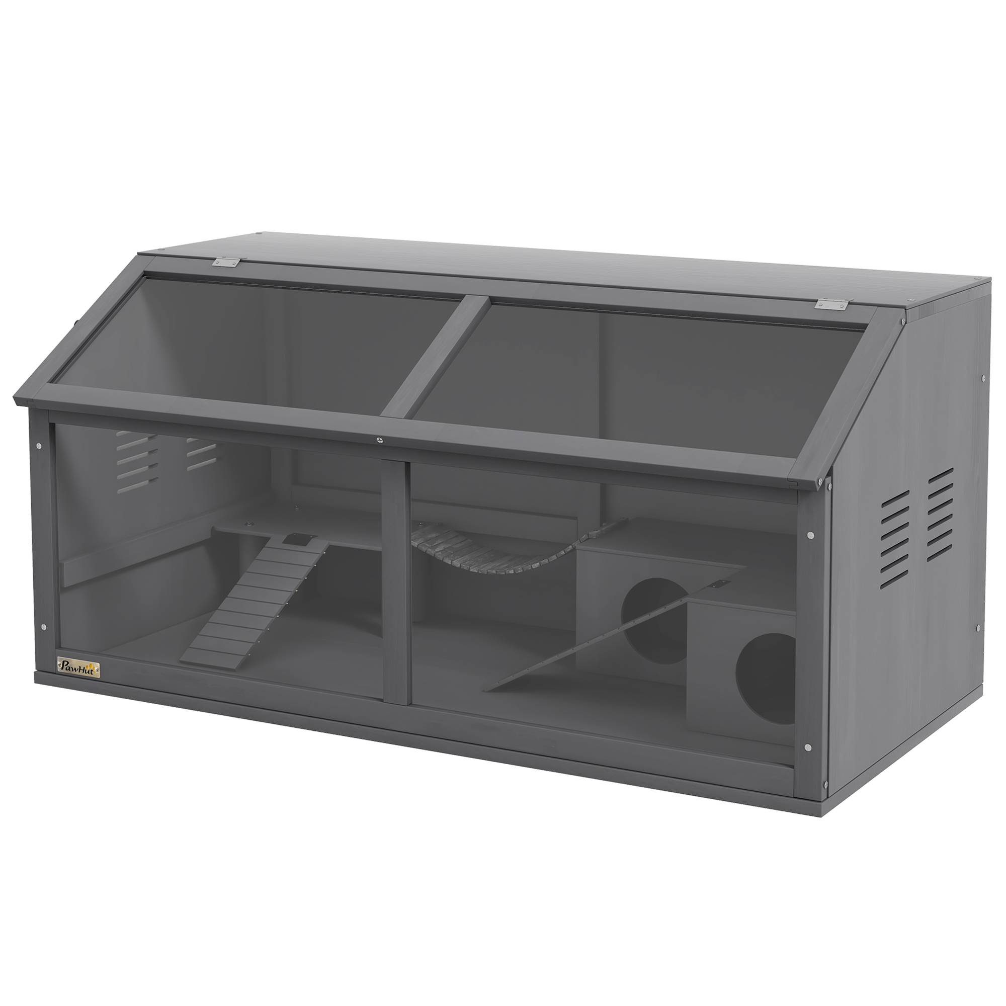 Cage pour rongeurs bois de sapin gris 100 x 52 x 50 cm - PANGIVO - Image 2