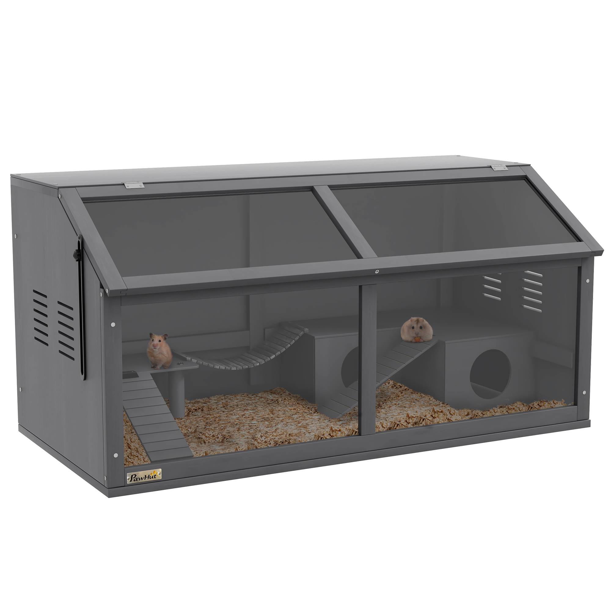 Cage pour rongeurs bois de sapin gris 100 x 52 x 50 cm - PANGIVO
