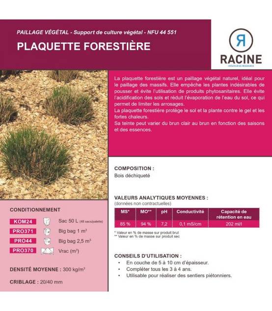 Paillage mulch végétal plaquette forestière palette de 10 sacs de 50 L - KOM24-10x50 - Image 6