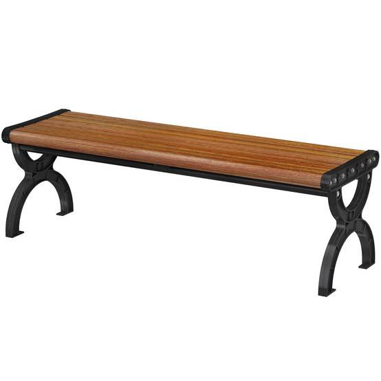 Banc de jardin 2 places avec cadre métallique et assise lamellaire, meuble de terrasse pour jardin et extérieur - Image 1
