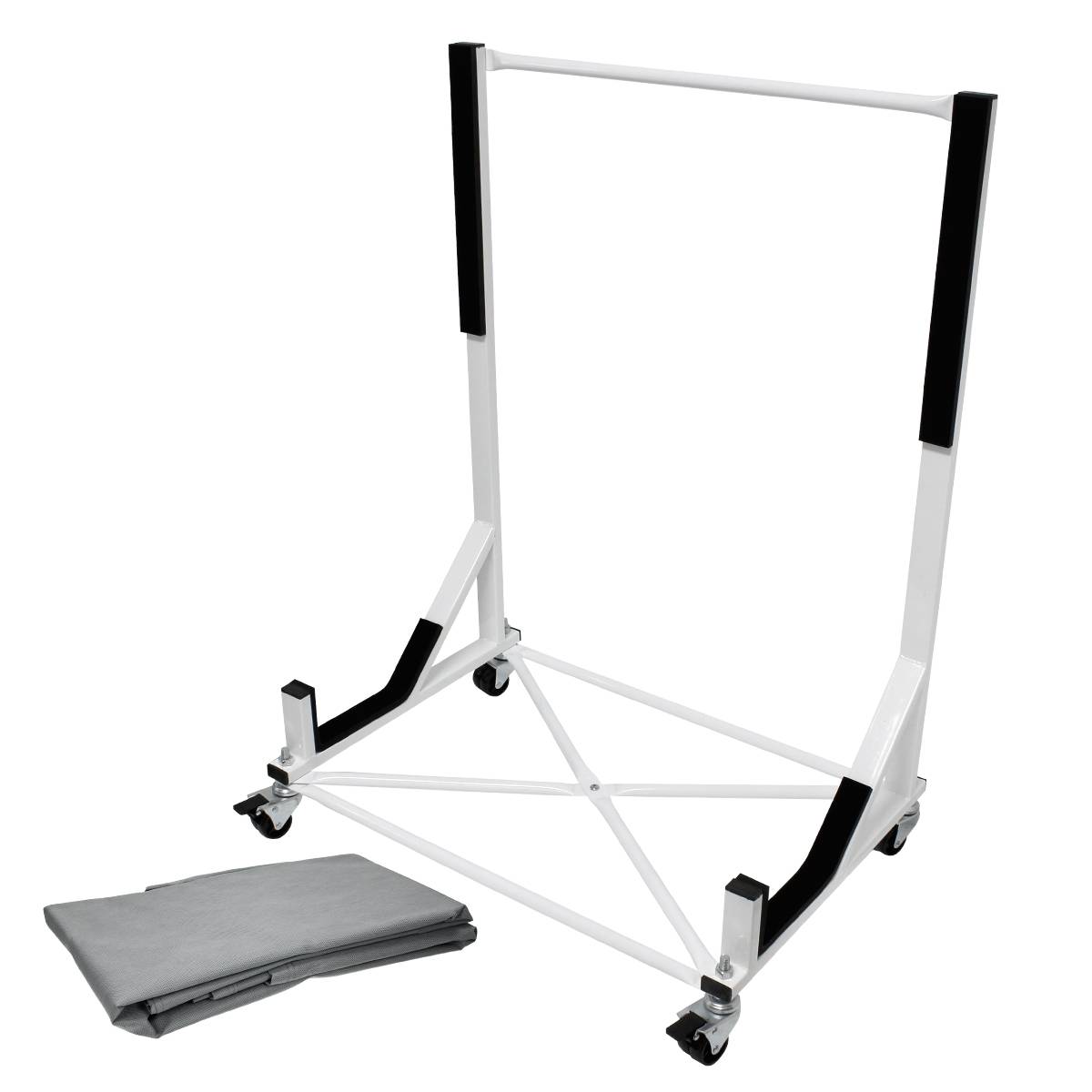 Chariot Hardtop Capote Support Rigide Toit Rangement - Acier - Blanc - 76,5 x 52 x 93,5 cm - avec Couverture Housse de Protection XXL - Image 1