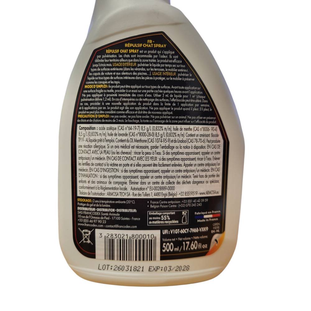 Francodex - Spray répulsif pour chat intérieur et extérieur - NUIZIL 500 ml - Image 3
