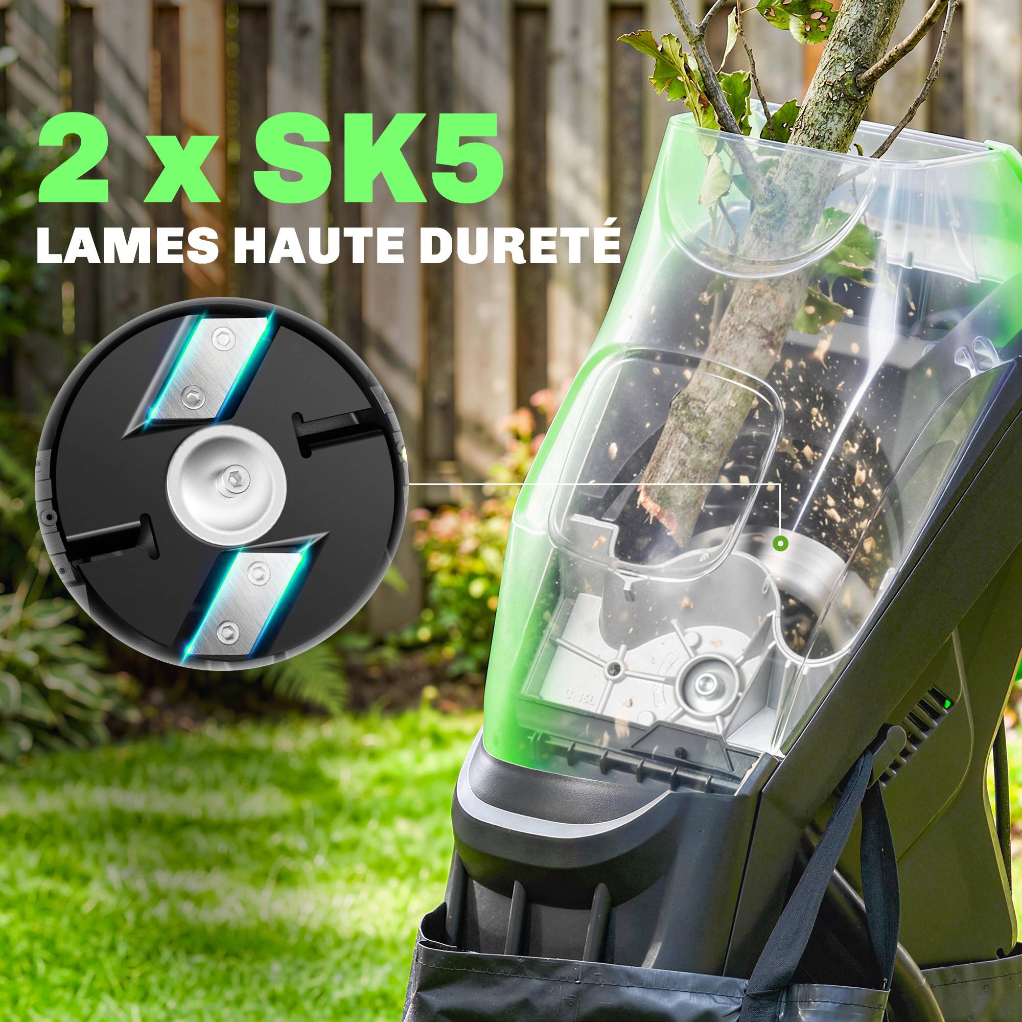 Aspirateur-souffleur de feuilles filaire 3000w 3-en-1 avec fonction broyage, sac de collecte 40l, 4 roues - Image 8