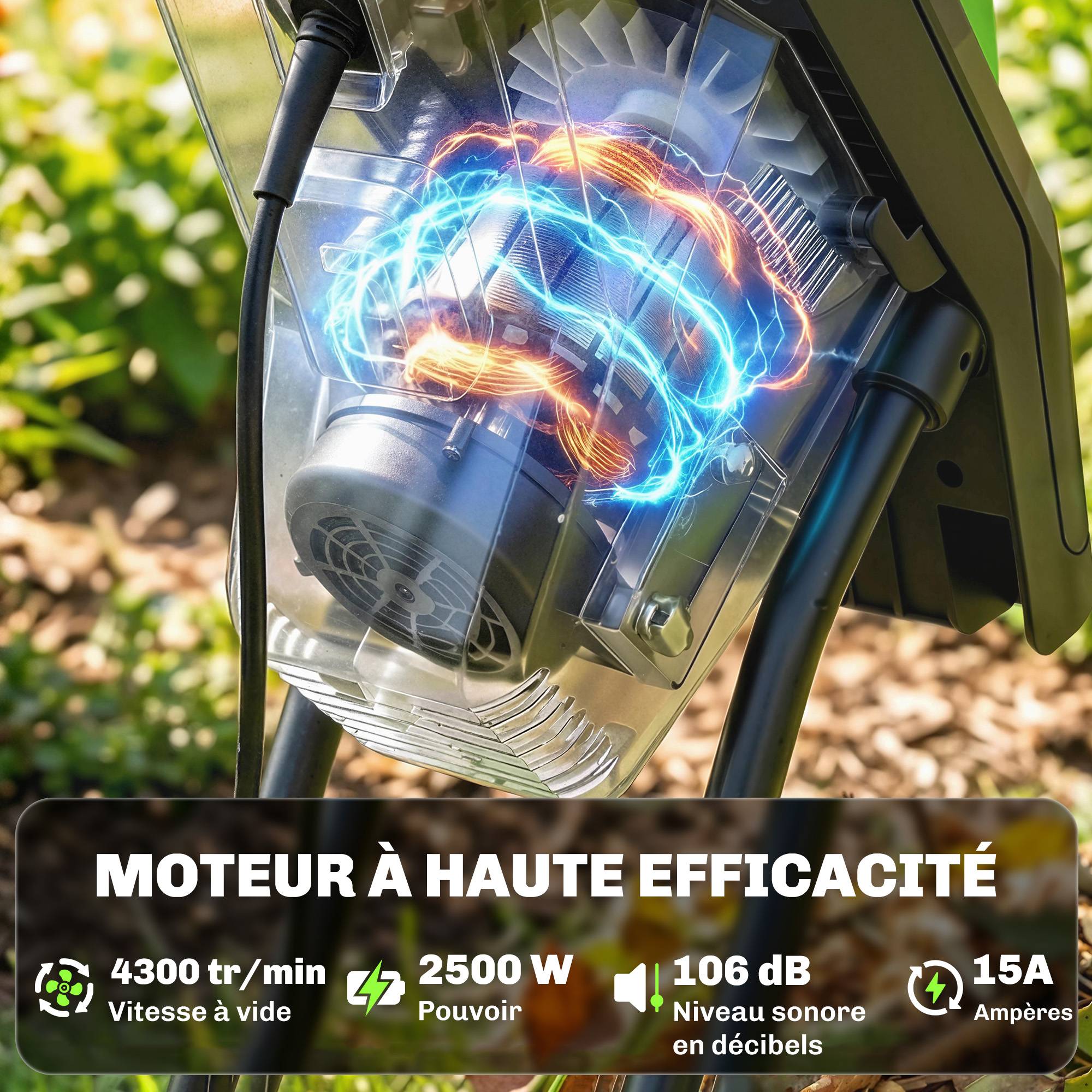 Aspirateur-souffleur de feuilles filaire 3000w 3-en-1 avec fonction broyage, sac de collecte 40l, 4 roues - Image 6
