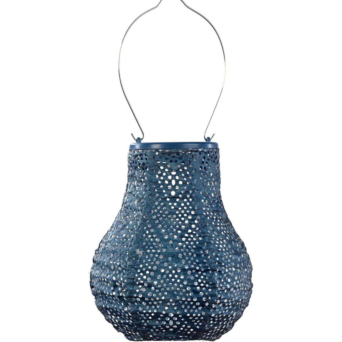 Lumiz - Lanterne solaire Bulb 16 cm Ikat - Bleu pétrole