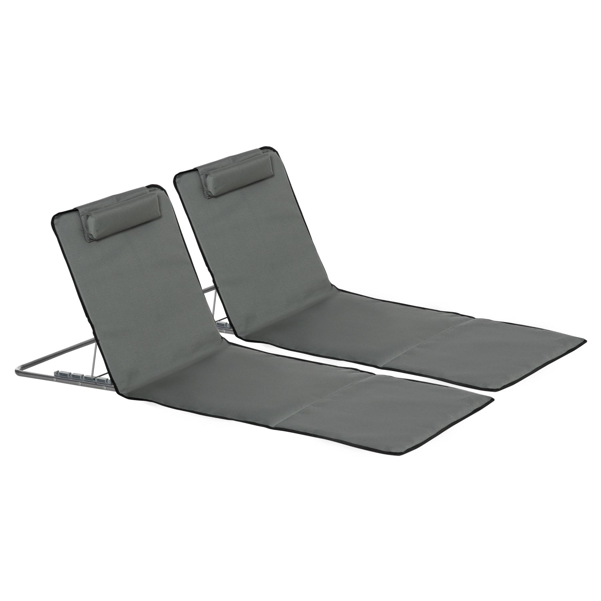 Outsunny - Lot de 2 tapis de plage rembourrés - dossier inclinable 5 positions - sac transport inclus - acier polyester gris - Outsunny - Imagen 1