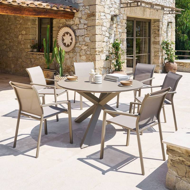 Hesperide - Table de jardin 6 places Oryon D130cm café - Hespéride - Image 8