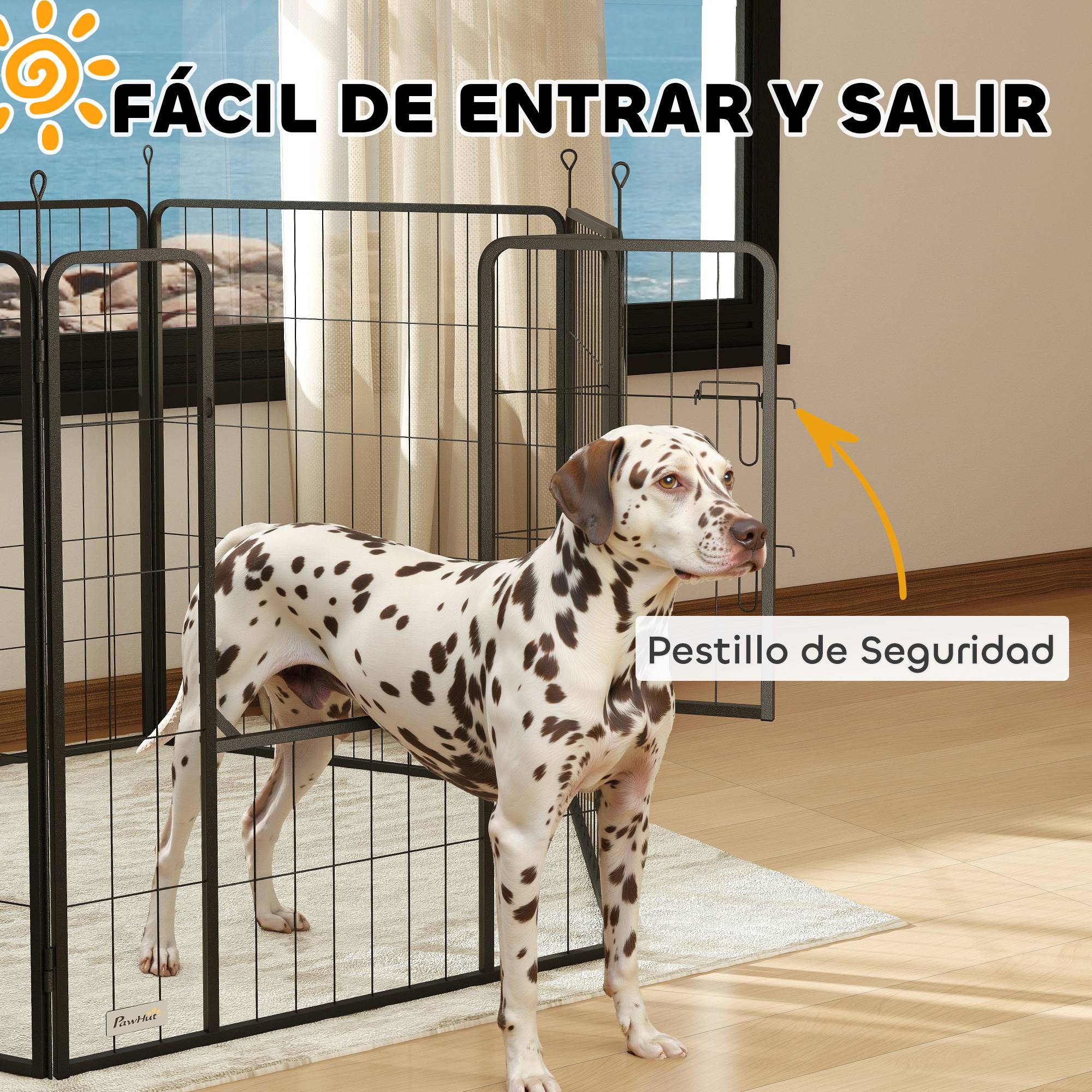 Parc pour chien à 6 panneaux, 100 cm de haut, avec porte, pour une utilisation intérieure et extérieure, noir - Image 7