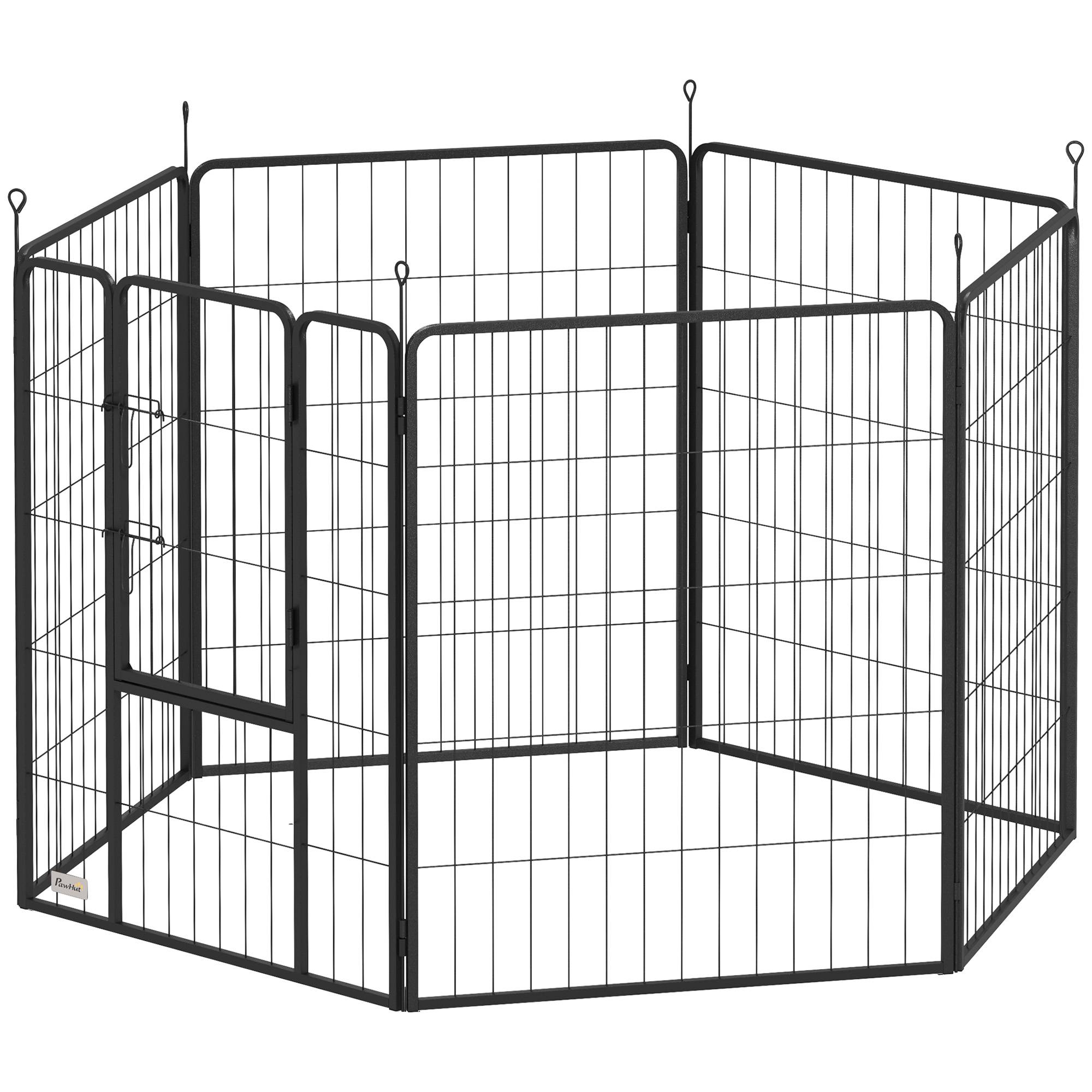Parc pour chien à 6 panneaux, 100 cm de haut, avec porte, pour une utilisation intérieure et extérieure, noir - Image 2