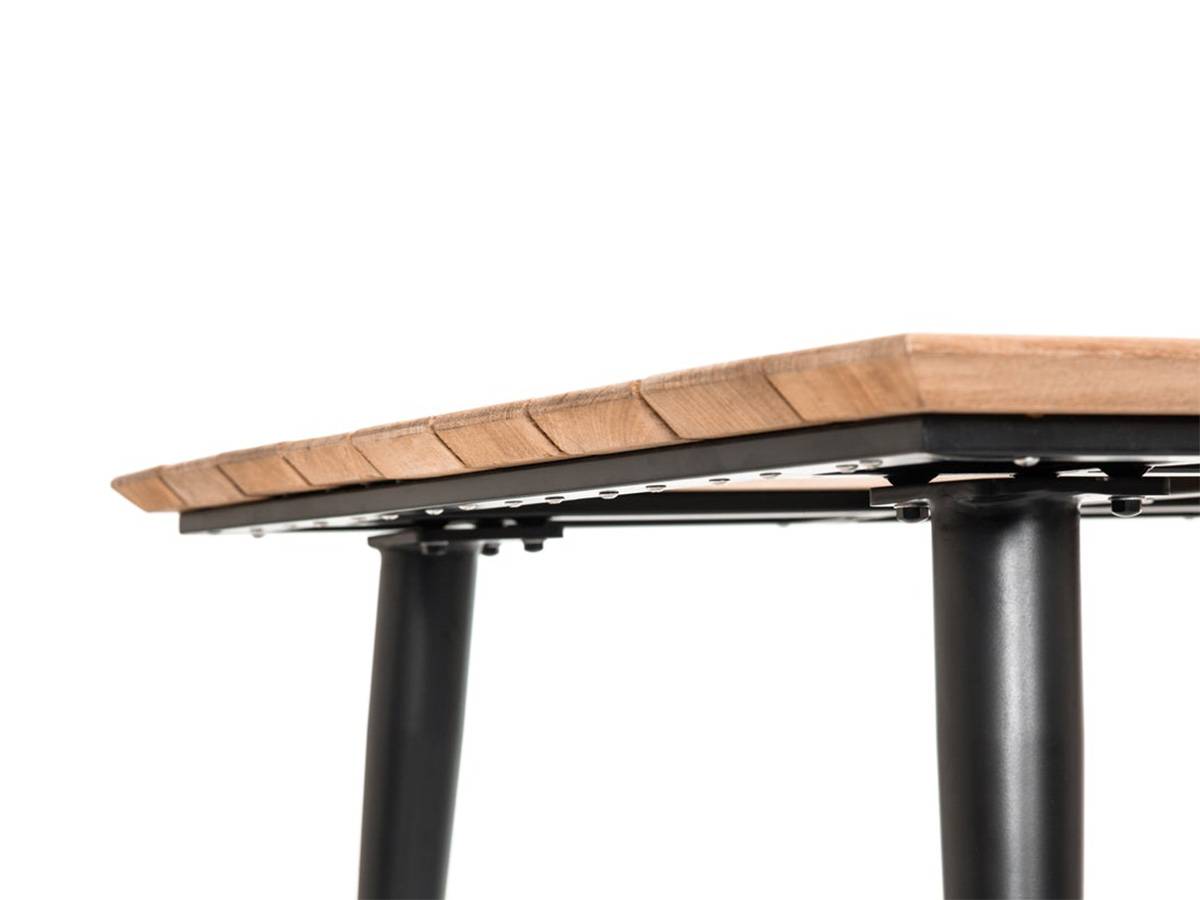 Table de jardin rectangulaire en bois teck Comores avec 4 fauteuils Cocos - Jardiline - Imagen 2