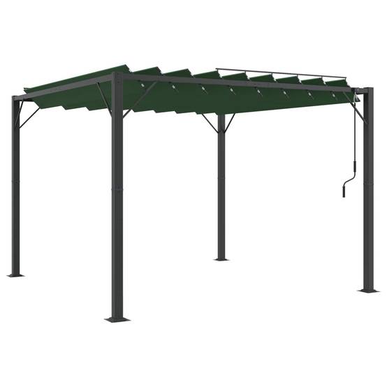 Pergola Bioclimatique Aluminium Tissu Patio Jardin Toit Lames Orientables 3x3m Vert - ComfortXL Outdoor Living - Image 2