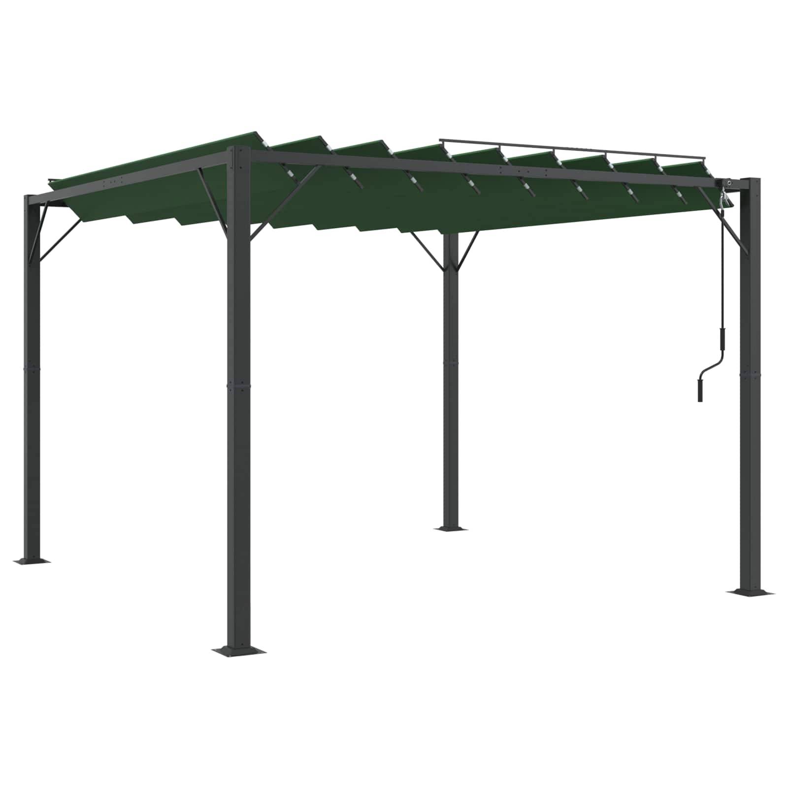 Pergola Bioclimatique Aluminium Tissu Patio Jardin Toit Lames Orientables 3x3m Vert - ComfortXL Outdoor Living - Image 2