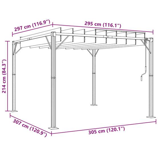 Pergola Bioclimatique Aluminium Tissu Patio Jardin Toit Lames Orientables 3x3m Vert - ComfortXL Outdoor Living - Image 8