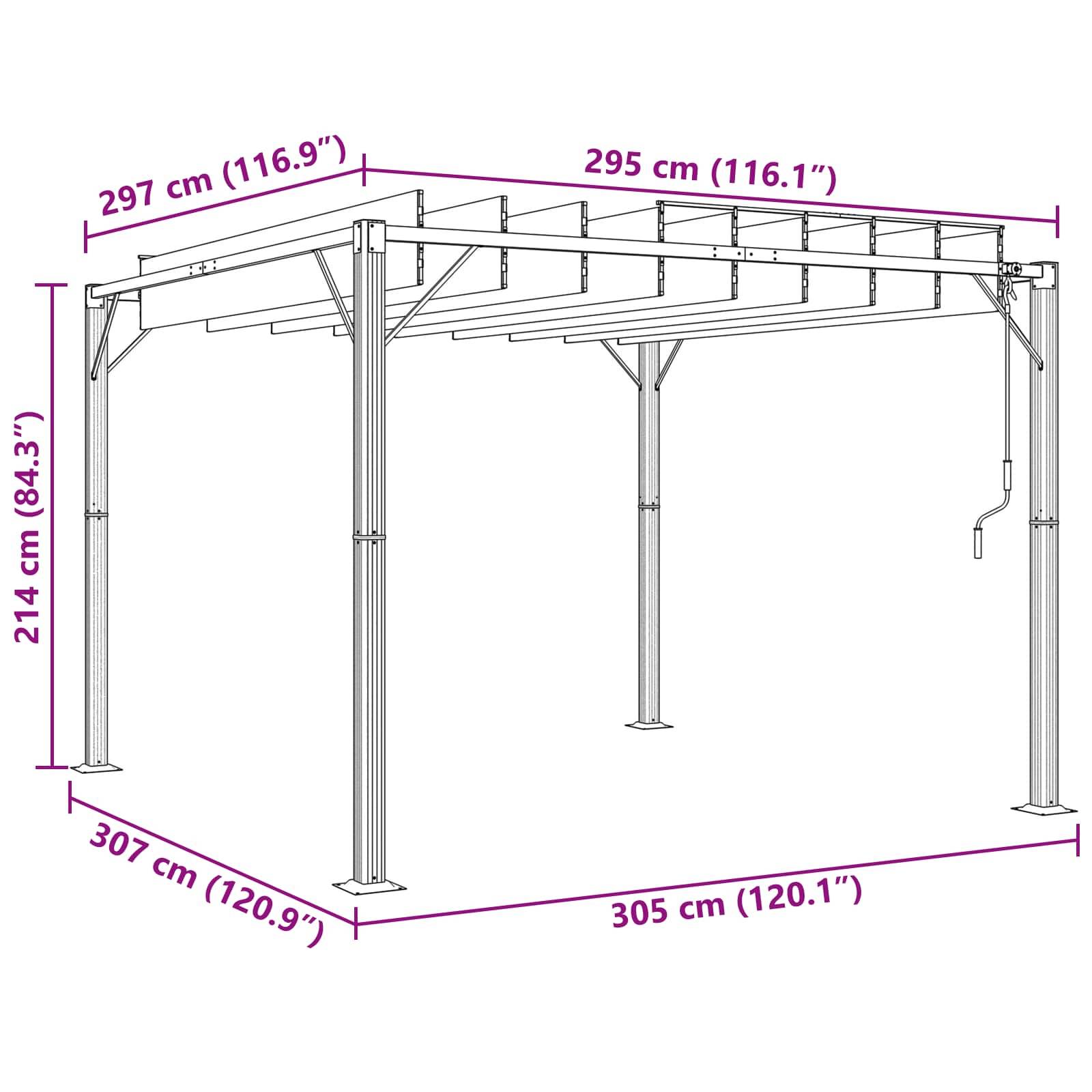 Pergola Bioclimatique Aluminium Tissu Patio Jardin Toit Lames Orientables 3x3m Vert - ComfortXL Outdoor Living - Image 8