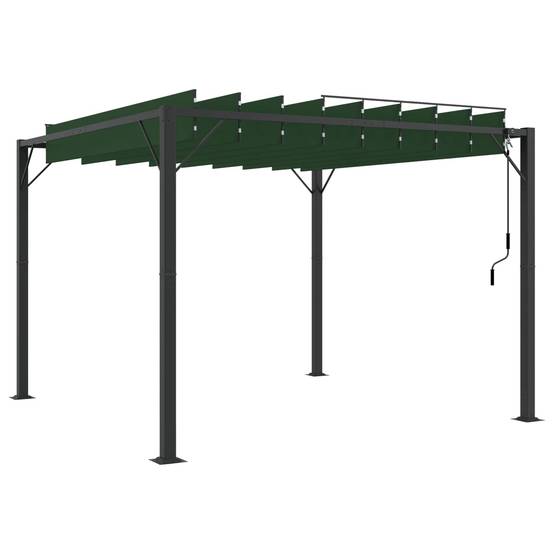 Pergola Bioclimatique Aluminium Tissu Patio Jardin Toit Lames Orientables 3x3m Vert - ComfortXL Outdoor Living - Image 3